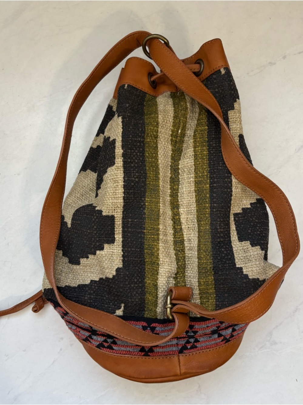 Free People Sling Bag In Desert Sunrise Combo Leather Aztec Southwestern Pattern - Picture 3 of 8